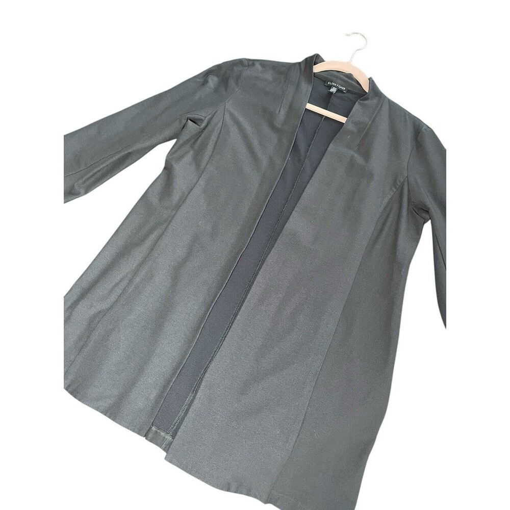 Eileen Fisher Gray Open Front Jacket Cardigan Career Wear Size Petite S Stretch‎